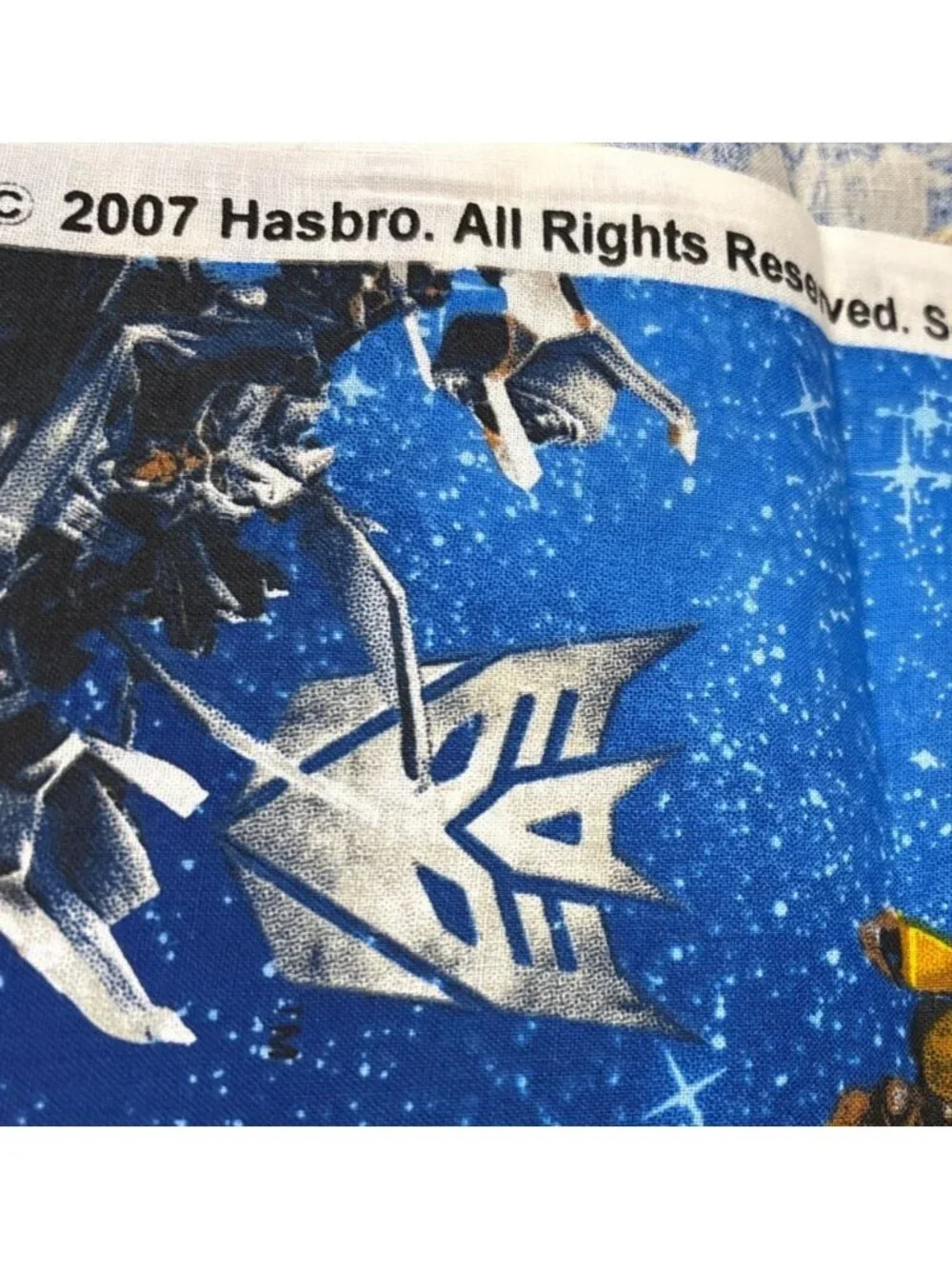 Transformers 2007 Megatron Optimus Prime Cotton Fabric 20x44